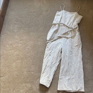 Wish Cream and White Jumpsuit with Tie Details